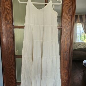 Crram and Gold Tie-Strap Dress